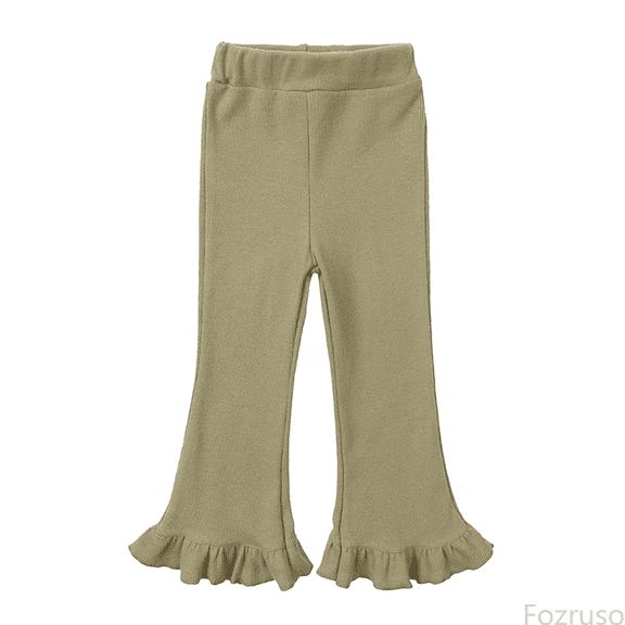 Fozruso Girls School Uniform Pants Tollder Girl High Elastic Waist Flare Leg Pants Casual Long Bell Bottom Trousers Sizes 3-4 Years