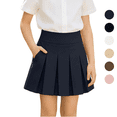 thumbnail image 1 of Fozruso Girls' School Uniform Pleated Skirts, High Waist Stretch Casual Mini Skirt With Pockets Built-in Shorts(Black), 1 of 7