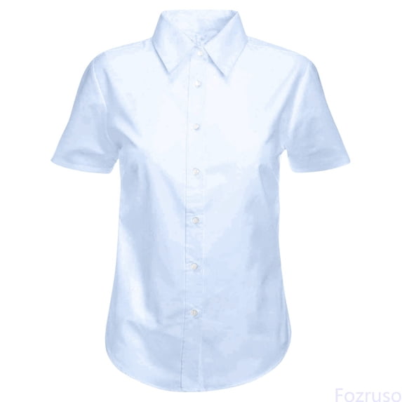 Fozruso Girls' School Uniform Short Sleeve Shirt, Button Closure, Soft Basic Shirt,Sizes 11 Years Blue