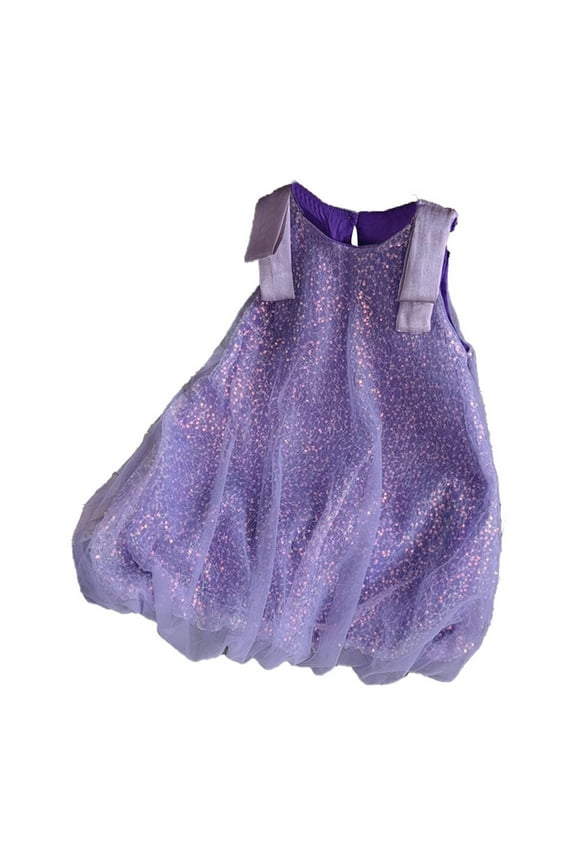 Girls' Sequin Dress A Line Sleeveless Sparkly Gown Party Dresses With Faux U Trim Girls' Dresses,Sizes 4-5 Years