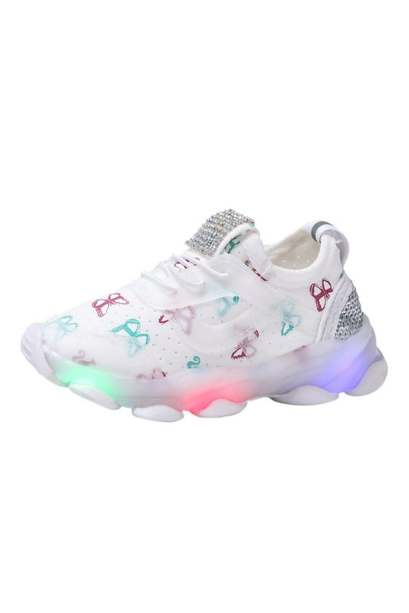 Girls Shoes Run Led Children Kid Sport Baby Sneakers Luminous Baby Shoes Sizes 6.5 Toddler(White)