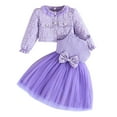 thumbnail image 1 of Fozruso Girls Skirt Sets Girls Outfits Set Autumn Winter Long Sleeves Fashion 2 Piece Toddler Dress With Jacket Casual Party School Outfit For 3 8 Years Old,7-8 Years(Purple), 1 of 6