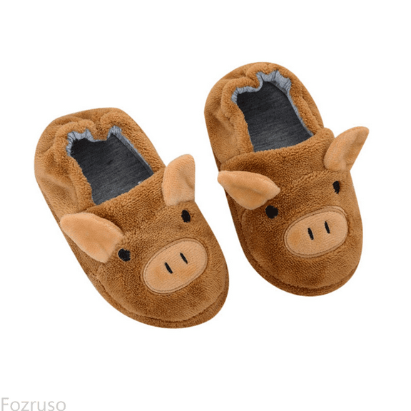 Fozruso Girls Slippers For Kids Winter Soft Pig Design Indoor Cozy Warm Toddler Slippers For Daily Wear And Parties,Winter Lined Slippers Sizes 11.5 Little Kid(6-7 Years)