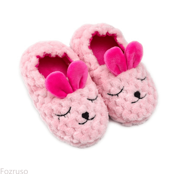 Fozruso Girls Slippers Soft Bunny Slippers For Toddlers Kids Winter Warm Indoor Cozy Home Shoes,Girls Slippers Sizes 8 Little Kid(2-3 Years)