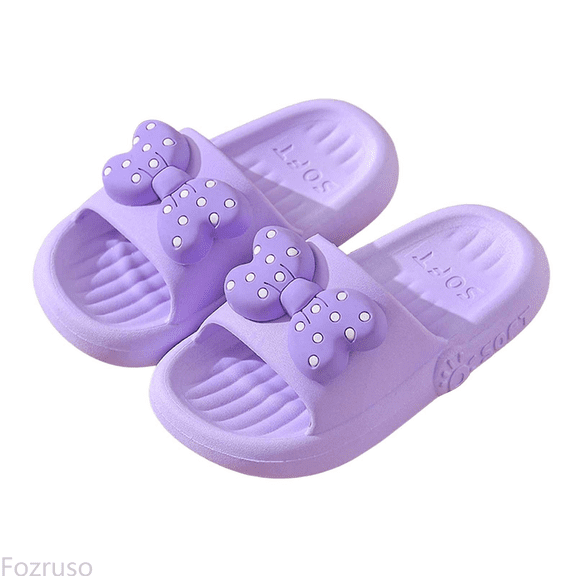 Fozruso Girls Slippers For Toddlers And Kids Soft Indoor Outdoor Casual Comfortable Summer Spring Shoes With Bowknot,Winter Lined Slippers Sizes 10.5 Little Kid(4-4.5 Years)