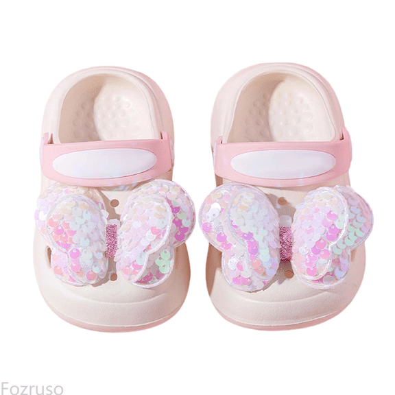 Fozruso Girls Slippers For Toddlers Summer Cute Cartoon Breathable Openwork Sandals Lightweight Casual Shoes For Kids Age 1 6,Soft Plush Slippers Sizes 5 Little Kid(1-2 Years)