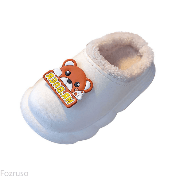 Fozruso Girls Slippers Warm Winter Shoes Soft Comfortable Indoor Outdoor Lined Cartoon Design Lightweight Toddler Kids Footwear,Girls Slippers Sizes 12 Little Kid(5.5-6 Years)