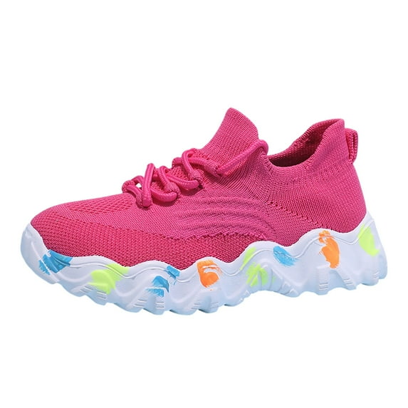 Fozruso Girls Sneakers For Kids Breathable Mesh Running Shoes Lightweight Comfortable Casual Sports Shoes For Toddlers And Children Lightweight Shoes,Sizes 12.5(6-7 Years)