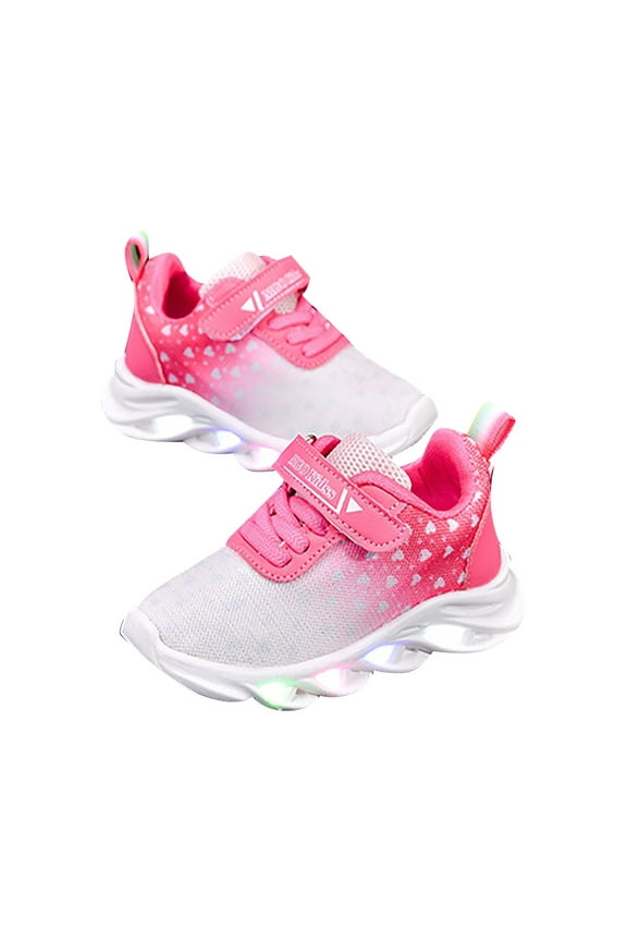 Girls Sneakers For Toddlers Light Up Walking Shoes Non Slip Comfortable Breathable Casual Outdoor Play Shoes For Age 1 6 Breathable Sneakers,Sizes 5(12-18 Months)