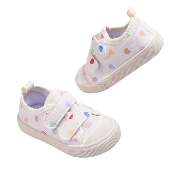 Fozruso Girls Sneakers For Toddlers Lightweight Soft Sole Canvas Shoes With Double Hook Loop Closure Comfortable Casual Walking Shoes Classic Sneakers,Sizes 7(18-24 Months)