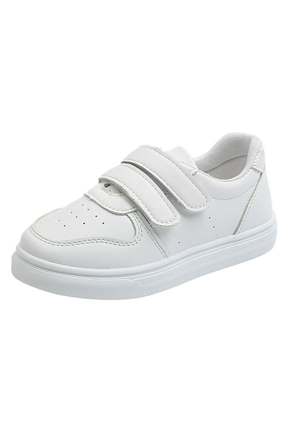 Girls Sports Shoes Fashionable New Pattern Simple Solid Color Flat Bottom Thick Sole Comfortable Four Seasons Casual Shoes Sizes 14 Big Kid(White)