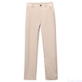 thumbnail image 1 of Fozruso Girls Stretch Pull On Straight Fit Pants Kids School Uniform Twill Pants,Flat Front And Elasticized Waistband Sizes 5-6 Years(Beige), 1 of 6