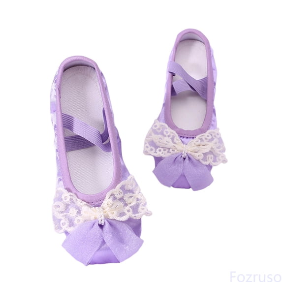 Fozruso Girls Summer Dance Shoes Soft Sole Ballet Slippers For Toddlers Performance Recital Party Footwear Lightweight Flexible,Sizes 16 Big Kid 12-13 Years(Purple)