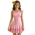 thumbnail image 1 of Fozruso Girls Summer Dresses Summer Sleeveless Dress For Girls Tiered Ruffle Basic Cute Swing Dress,12-13 Years, 1 of 7