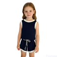 thumbnail image 1 of Fozruso Girls Summer Outfit Sleeveless Vest And Shorts Two Piece Playwear Casual Athletic Wear For Toddlers Kids Shorts Clothing Sets,Blue,3-6 Months, 1 of 6