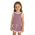 thumbnail image 1 of Fozruso Girls Summer Outfit Sleeveless Vest And Shorts Two Piece Playwear Casual Athletic Wear For Toddlers Kids Shorts Clothing Sets,Pink,9-12 Months, 1 of 6