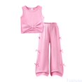 thumbnail image 1 of Fozruso Girls Summer Suit Top Sleeveless Bow Vest Wide Leg Pants Set Of Two (2 7 Years Old) Cute Clothing Sets,Pink,4 Years, 1 of 7
