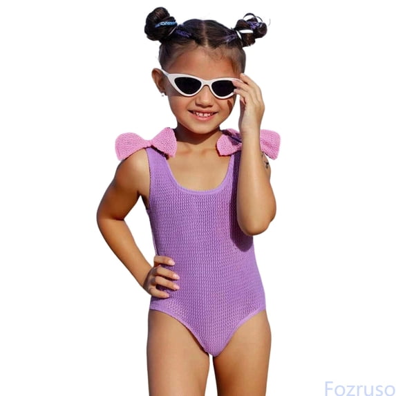 Fozruso Girls Swimsuit Fashion Solid Color Bathing For Toddler Little Kid And Big Kid Youth Swimsuits Sets Sizes 3-4 Years
