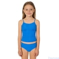 thumbnail image 1 of Fozruso Girls Swimsuit Solid Color Contrast Trim Swimwear 2 Piece Bathing Suit Padded Swimsuits For 8 14Y Two Piece Bikini Sets Sizes 10-11 Years, 1 of 5