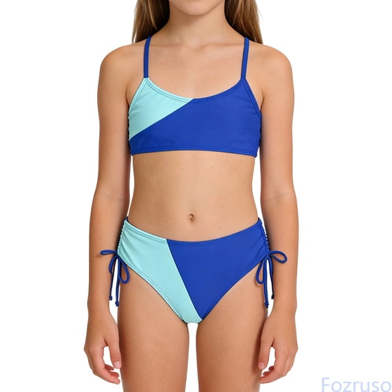 Fozruso Girls Swimsuits Bikini 2 Color Bikini With Adjustable Shoulder Strap Girls Bathing 7 16Y Two-Piece Swimwear Sizes 15-16 Years