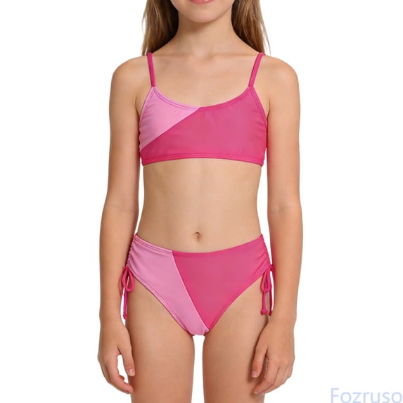 Fozruso Girls Swimsuits Bikini 2 Color Bikini With Adjustable Shoulder Strap Girls Bathing 7 16Y Two-Piece Swimwear Sizes 15-16 Years