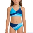thumbnail image 1 of Fozruso Girls Swimsuits Bikini Color V Neck Girl Swimsuit Two Piece Cut Bathing Two Piece Bikini Sets Sizes 15-16 Years, 1 of 6