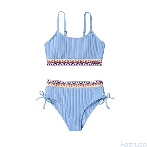 Fozruso Girls Swimsuits Teen Girls Two Piece Bathing Suit High Waist Bikini Set With Chest Pad Color Block Swimwear 9 16T 2 Piece Swimsuit Sizes 13-14 Years