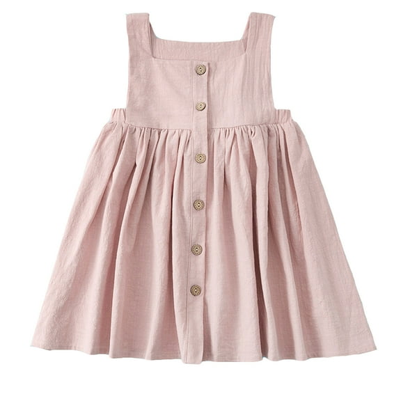 Fozruso Girls Swing Dresses Girls Dresses For Summer Sleeveless Solid Color Dress Casual Outfit For Daily Wear Ideal For 1 6 Years Pair With Sandals Sizes 3-4 Years