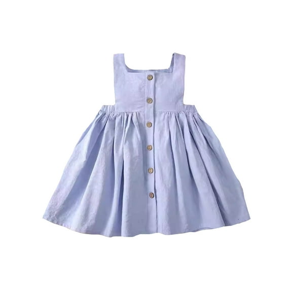 Fozruso Girls Swing Dresses Girls Dresses For Summer Sleeveless Solid Color Dress Casual Outfit For Daily Wear Ideal For 1 6 Years Pair With Sandals Sizes 3-4 Years