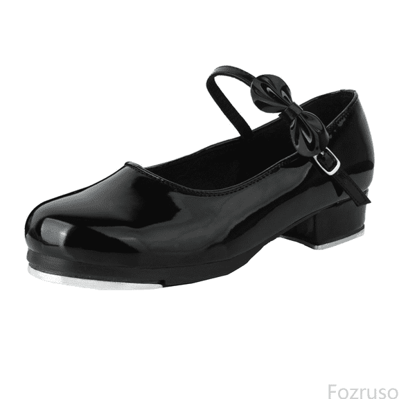 Fozruso Girls Tap Shoes Toddler Dance Shoes PU Leather Easy Strap(Toddler/Little Kid/Big Kid),Sizes 11(4.5-5 Years)