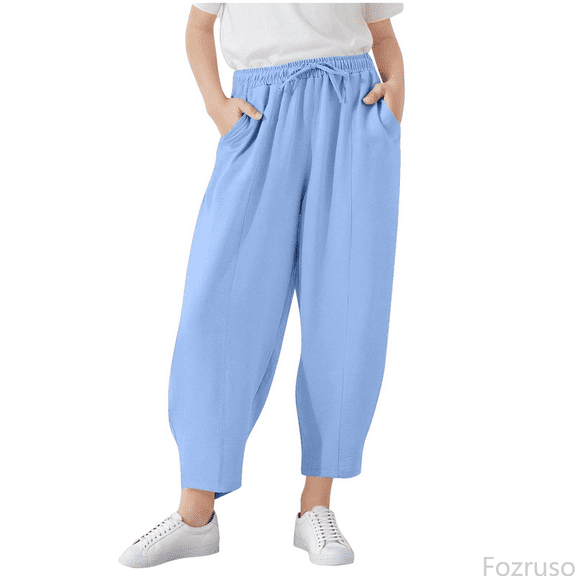 Fozruso Girls Twill Pants Comfortable Girls Pants For Everyday Wear Stylish Cropped Trousers For Kids Perfect For Spring And Summer Sizes 15-16 years