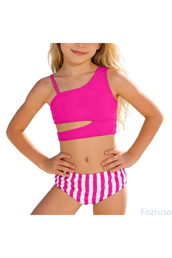 Girls Two Piece Swimsuits For Teens Tankini Bikini Cute Ruffle Beach Bathing With High Waist Bottom Two Piece Bikini Sets Sizes 7-8 Years