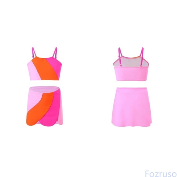 Fozruso Girls Two Piece Swimwear Cute Ruffle Tankini Top And Swim Shorts For Toddler Kids Swim 3 Piece Swimsuits Set Sizes 12-13 Years