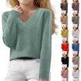 thumbnail image 1 of Fozruso Girls V Neck Sweaters Long Sleeve Knit Pullover Sweaters For Kids Girls School Daily Outfits,Yellow, 1 of 7