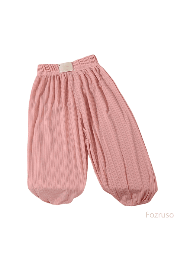 Girls Wide Leg Uniform Pants Girls Ice Silk PantsPants Elastic High Waisted Casual Trousers For Kids Summer Flowy Stretchy Pants Sizes 5-6 Years