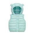 thumbnail image 1 of Fozruso Girls Wind Resistant Jackets 12-18 Months,Baby Boys Girls Hooded Vest Coat Winter Lightweight Sleeveless Bear Ears Zipper Up Jacket Green, 1 of 4