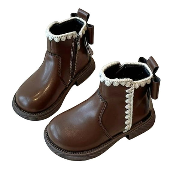 Fozruso Girls' Winter Boots With Warm And Thick For Snow Weather On Casual Boots Suitable For Children And Teenagers Boots With Bow Design For Style,Sizes 8(2-2.5 Years)