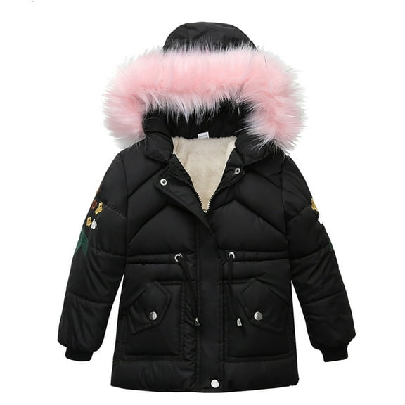 Fozruso Girls Winter Coat Waterproof Puffer Jacket 4-5 Years,Zip Thick Hooded Outwear Kids Warm Snow Jackets