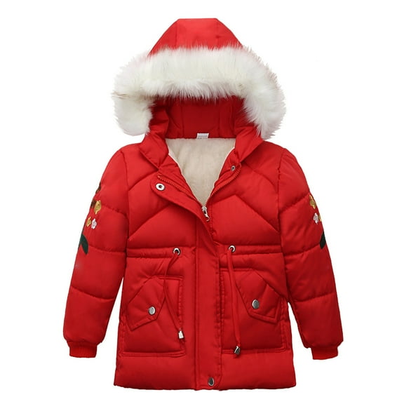 Fozruso Girls Winter Coat Waterproof Puffer Jacket 6-7 Years,Zip Thick Hooded Outwear Kids Warm Snow Jackets