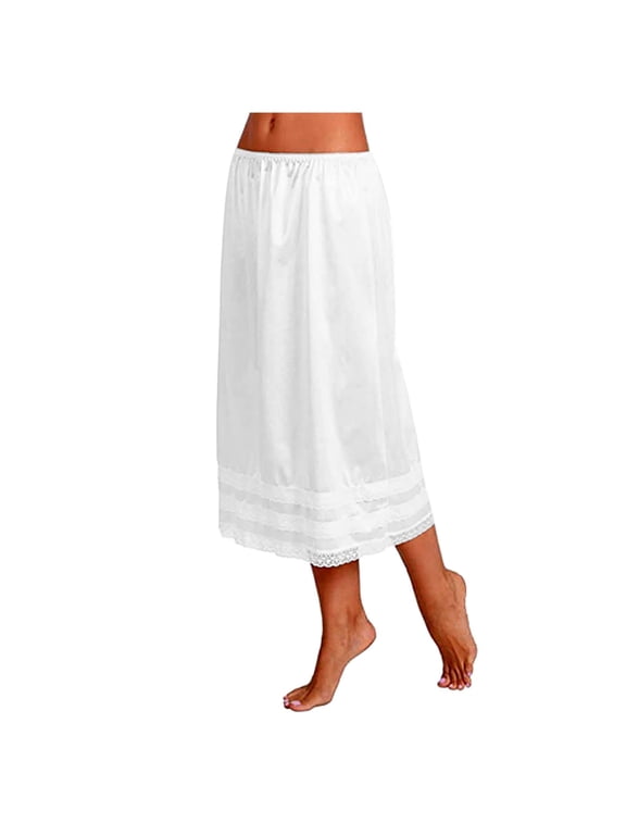Half For Women Underskirt Dress Extender Lace Trim Knee Length Short Skirt
