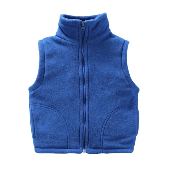 Fozruso Hooded Jacket 6-7 Years,Kids Winter Vest Stand Collar Sleeveless Jacket For Boys Girls Casual Warm Layered Outfit With Jeans Pants Autumn Fall Daily Wear Blue