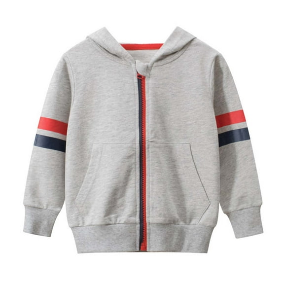 Fozruso Hooded Lightweight Jacket 3-4 Years,Boys Girls Hooded Jacket Kids Lightweight Zipper Pullover Windbreaker Outerwear Casual Spring Autumn Coat Gray
