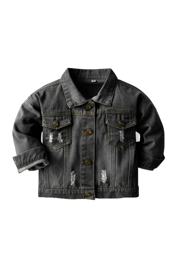 Hooded Puffer Coat 4-5 Years,Toddler Boys Girls Windproof Solid Denim Coat Jacket Kids Warm Outerwear Jacket Black