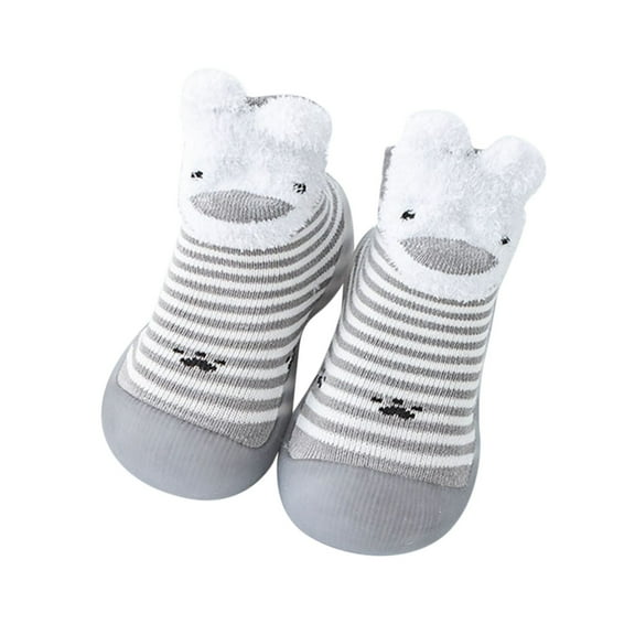 Fozruso Boys Girls Animal Cartoon Socks Shoes Toddler WarmThe Floor Socks Non Prewalker Shoes Sizes 4.5 Toddler(Gray)