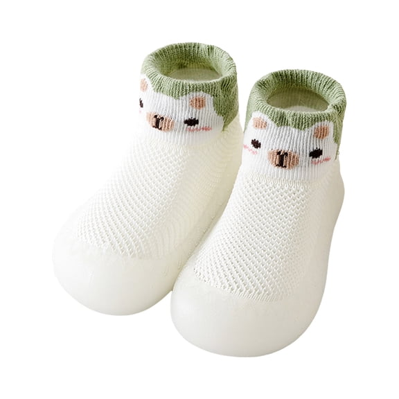 Fozruso Girls Boys Kids Leisure Cartoon Prints Shoes Mesh Soft Bottom Breathable On Sport Shoes Socks Shoes Sizes 4 Toddler(White)