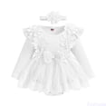 thumbnail image 1 of Fozruso Girls Long Sleeve Floral Romper Lace Bodysuits Dress Headbands Set Cute Girls Rompers Sizes 9-12 Months, 1 of 7