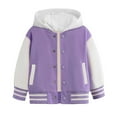 thumbnail image 1 of Fozruso Jacket Lightweight Coat 1-2 Years,Child Boys Girls Autumn Winter Keep Warm Long Sleeved Color Block Baseball Hooded Coat Top Clothes Purple, 1 of 1