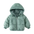 thumbnail image 1 of Fozruso Jacket Lightweight Coat 2-3 Years,Kids Child Toddler Baby Boys Girls Solid Long Sleeve Patchwork Winter Coats Jacket Hooded Outer Outwear Outfits Clothes Green, 1 of 6