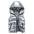 thumbnail image 1 of Fozruso Jacket Lightweight Coat 4-5 Years,Women Attumn Winter Solid Composite Zipper Vest Jacket Sleeveless Pocket Outerwear Silver, 1 of 4