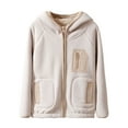 thumbnail image 1 of Fozruso Jacket Lightweight Coat 8-10 Years,Boys Winter Lined Thickened Thermal Jacket With Hood Outdoor Warm Coats For Kids Windproof Cold Weather Gear Beige, 1 of 4